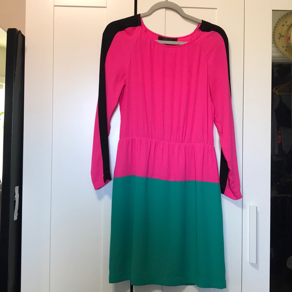 BCBGMAXAZRIA bright pink colorblocked dress size S